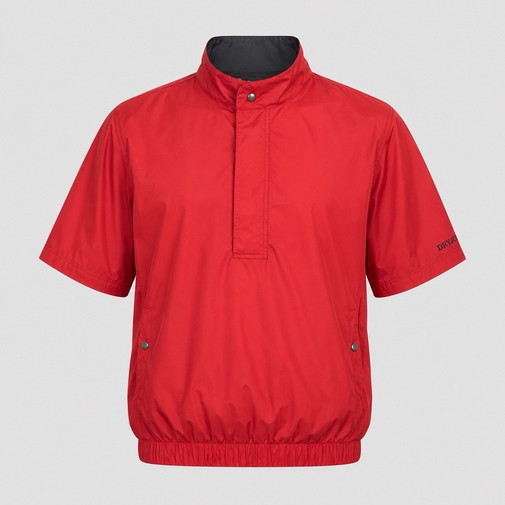 FootJoy DryJoys Golf Rain Windshirt Men's Sz M Red Short Sleeve Pullover Jacket